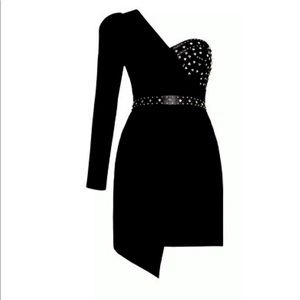 BCBG one shoulder studded mini dress